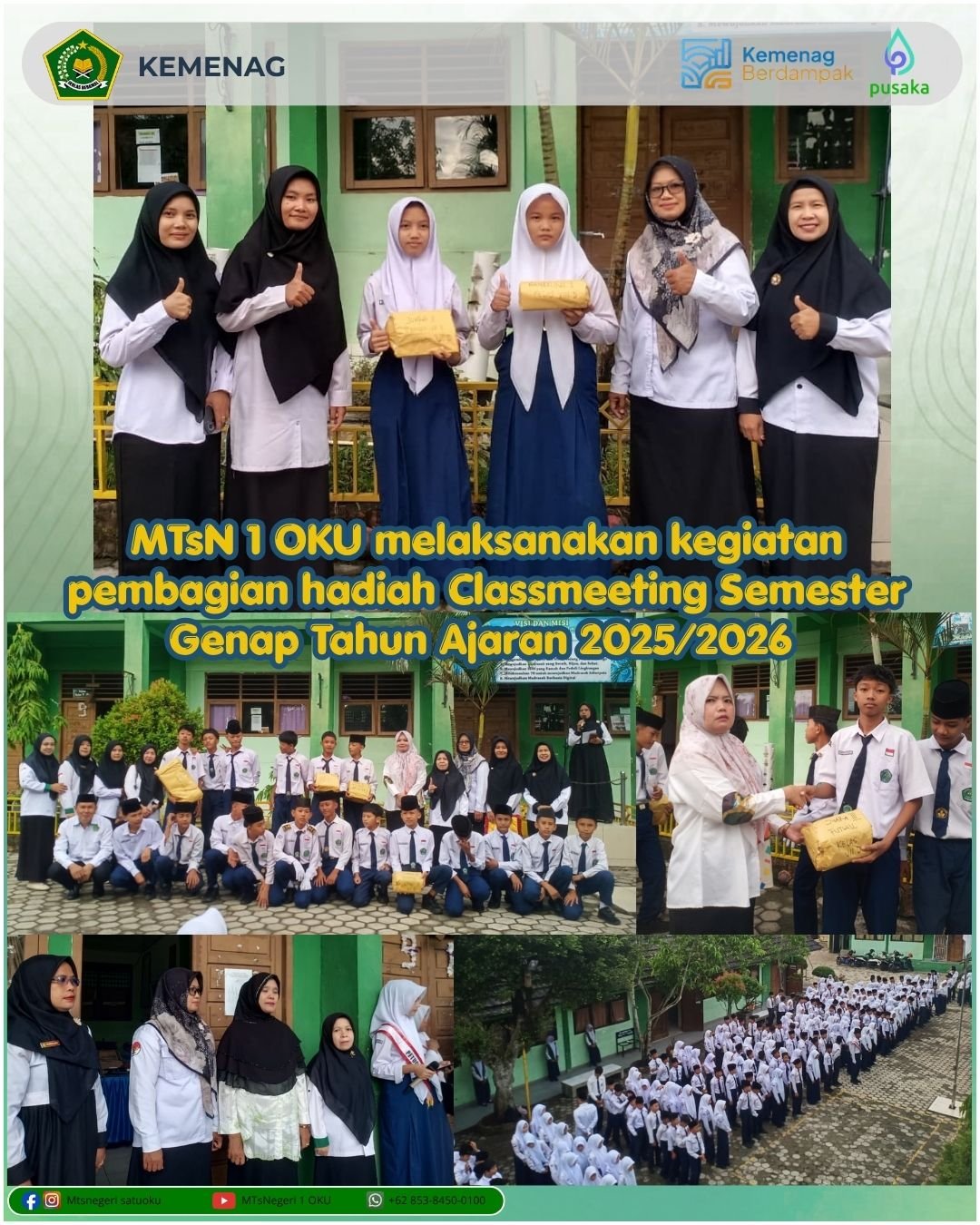 Semangat dan Sportivitas Warnai Pembagian Hadiah Classmeeting MTsN 1 OKU